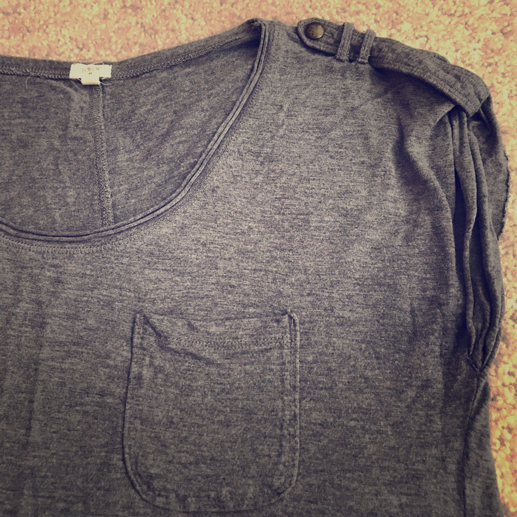 Gray Buttoned Fitted Tee
